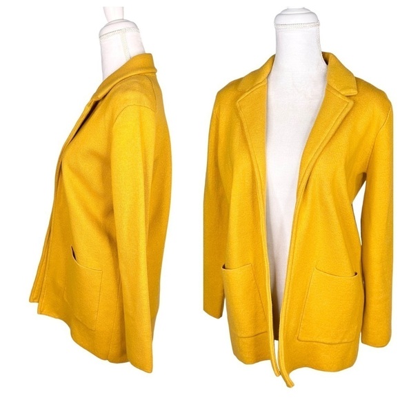 Magaschoni gold yellow wool-blend fall open blazer pockets lapel jacket small - Picture 3 of 16